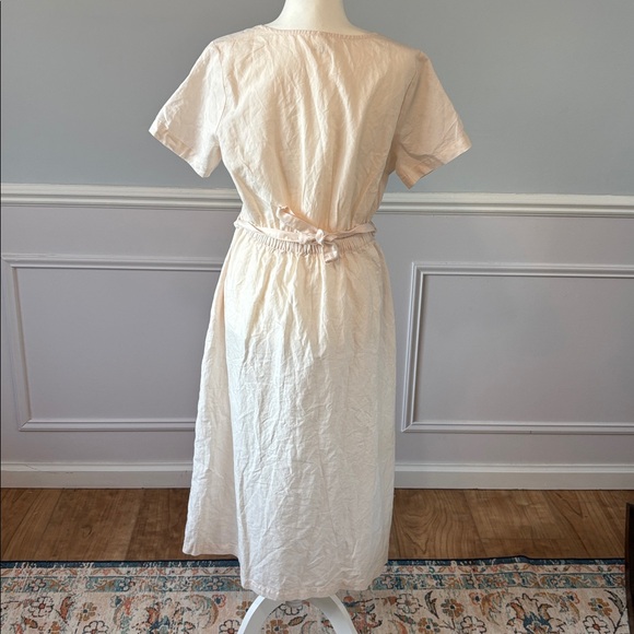 Pact Cream Button-Down Midi Dress Organic Cotton Linen Sz M Chic Cottagecore - Picture 8 of 12